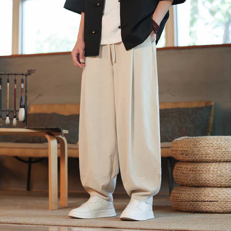 Retro Loose-fit Tapered Casual Pants For Men