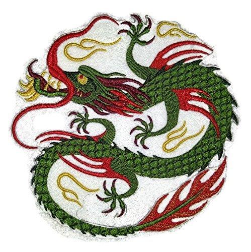 Custom Green Chinese Dragon Embroidered Iron on/Sew patch [6" * 6"]