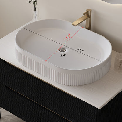 36 inch Bathroom Vanity, Freestanding or Wall Mounted with Ceramic Integrated...