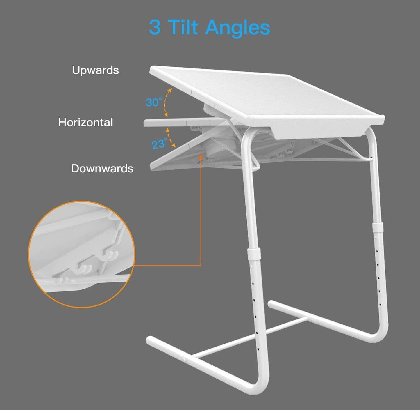 White Adjustable TV Tray Table With Height And Tilt