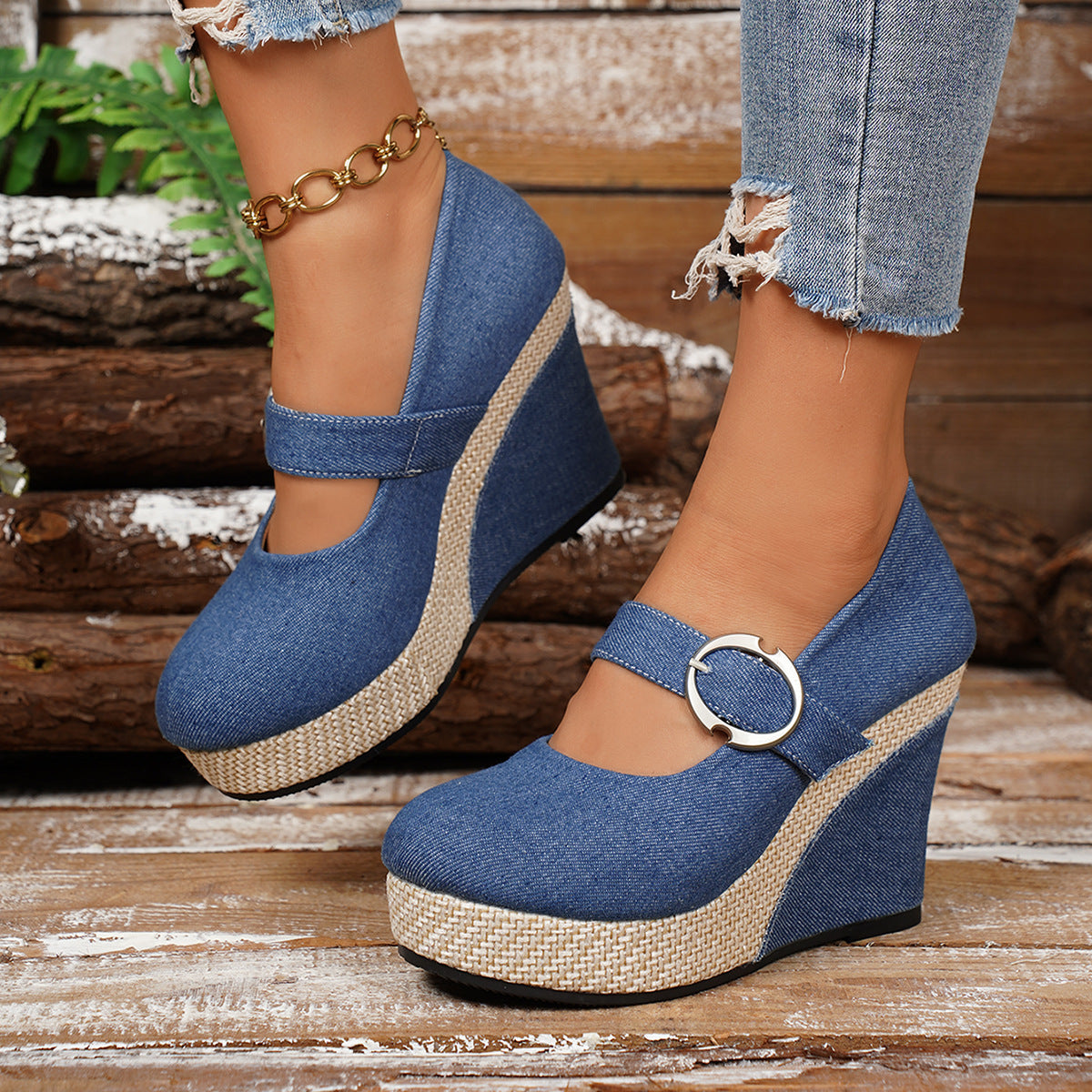 Womens Large-size Platform Wedge Thick-soled Pumps