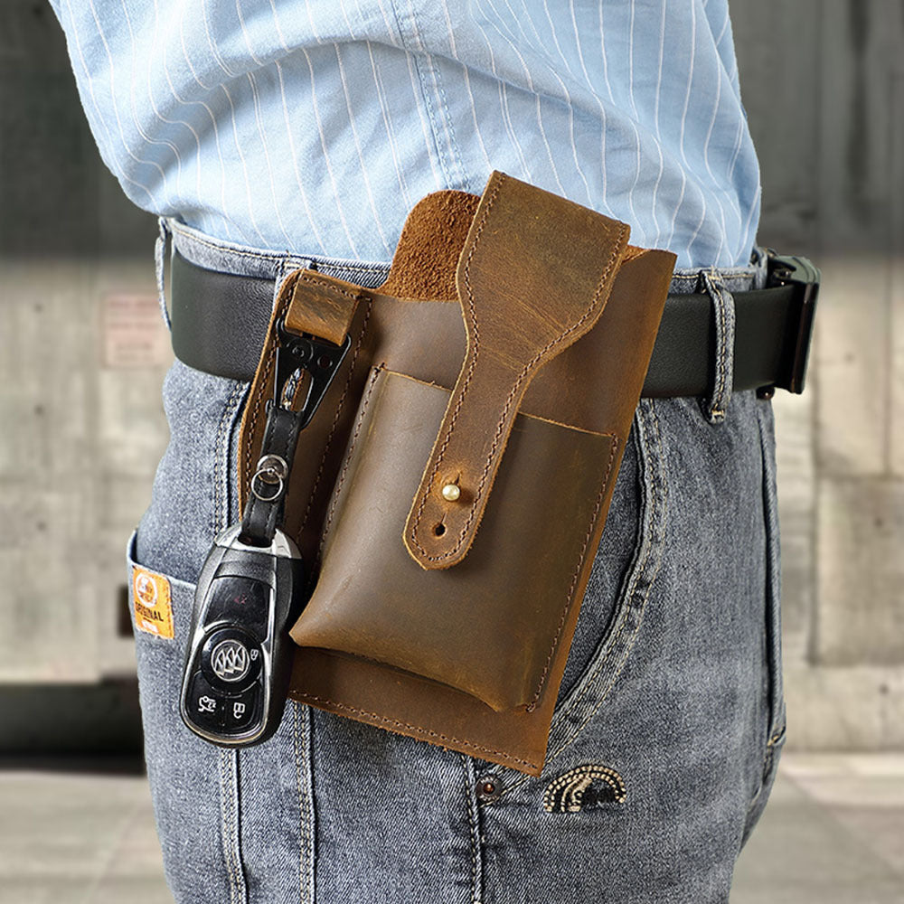 Genuine Leather Mens Cowhide Durable Work Belt-Powered Bag