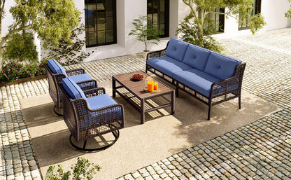 Outdoor Patio Set PE Rattan 4 Piece Swivel Chair Seats 5