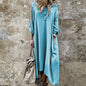Plus Size Boho Long Sleeve Women's Hooded Dress