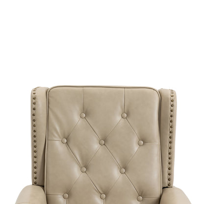 Accent Lounge Chair PU Leather Camel Rubber Wood Legs Sinuous Springs 250 LB