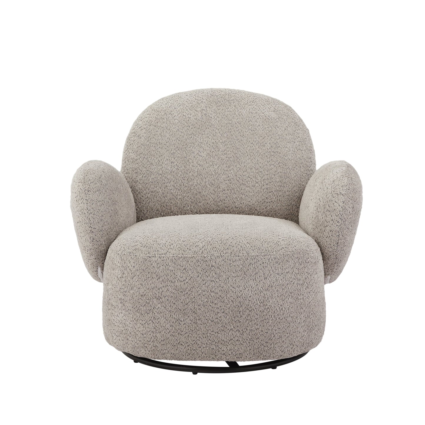 Accent Chair Swivel 360 Degree Fabric Gray Metal Frame 35x35x32 In