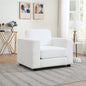 Accent Chair Mid-Century Chenille Ivory Wide Arms 7 In Cushion 39x33x33 In