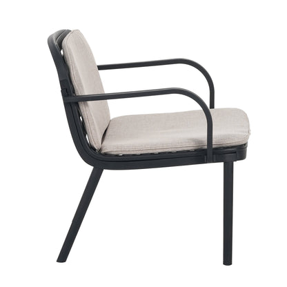 Outdoor Chat Set Polypropylene Black Beige Cushion 3 Piece Loveseat