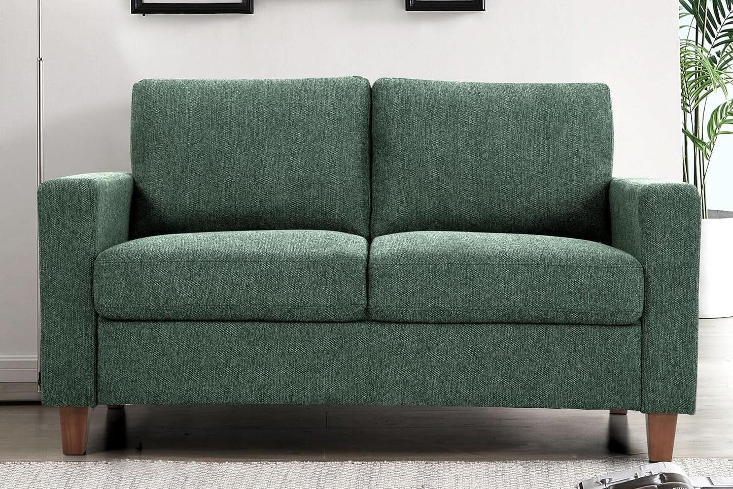 Green Mid Century Modern Couch and Loveseat Set for Small Spaces
