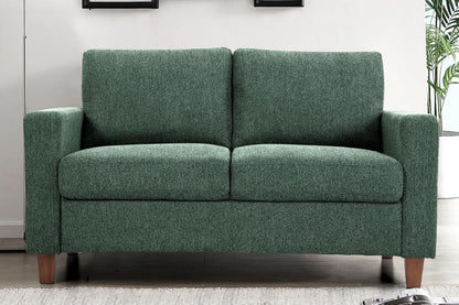 Green Mid Century Modern Couch and Loveseat Set for Small Spaces