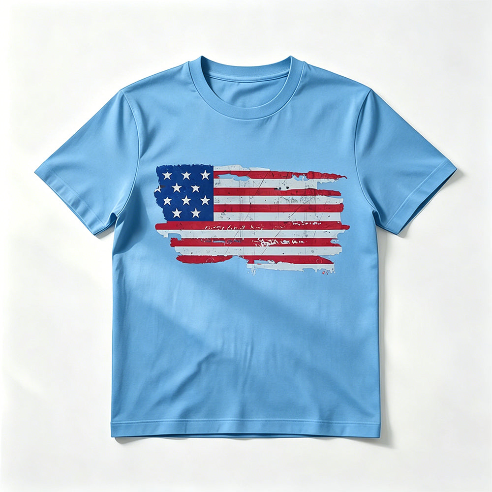 Flag-print Crew-neck Short-sleeve T-shirt