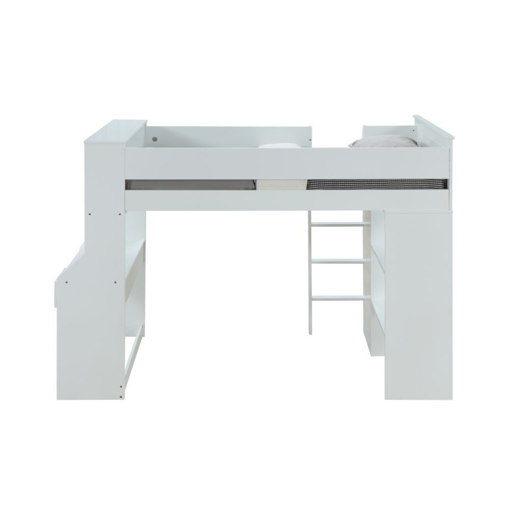 Ragna - Twin Loft Bed With Desk & Wardrobe - White