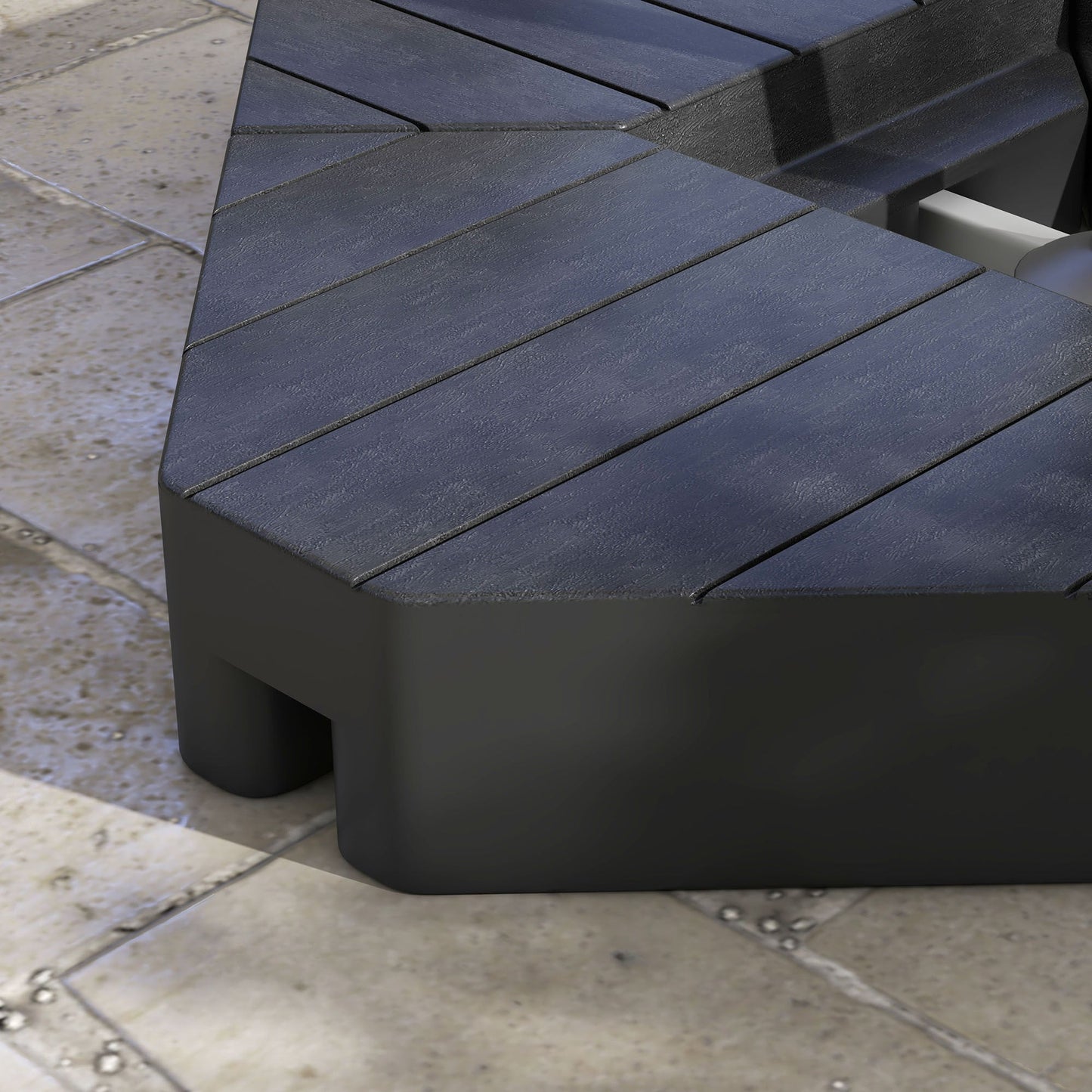 Patio Umbrella Base Cantilever Fillable HDPE 4 Piece 176 LB Wood Grain