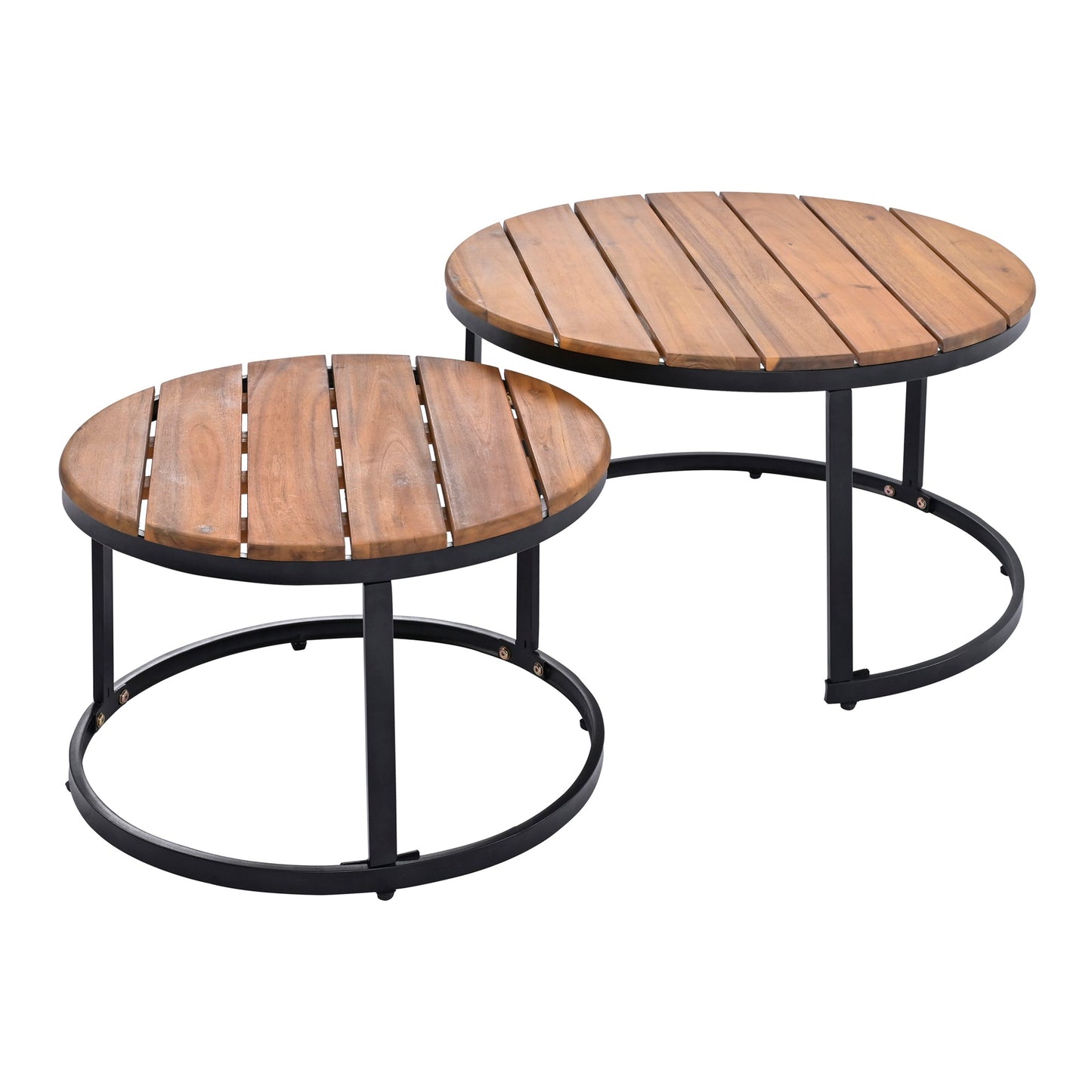 Outdoor Sectional Set Acacia Wood Steel Beige Cushion 6 Piece Seats 5