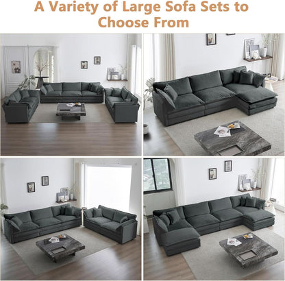 Grey Chenille 3 Piece Sofa Set With Two Single Sofas And One 3 Seater