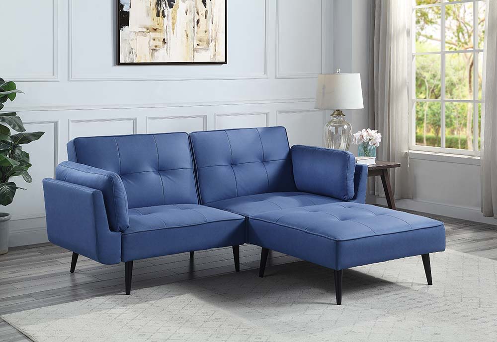Nafisa - Adjustable Sofa & Ottoman - Blue Fabric