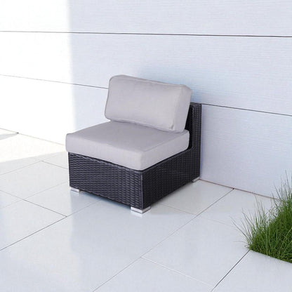 Outdoor Armless Chair Set HDPE Wicker Gray Set of 2
