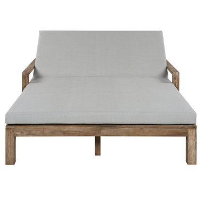 Outdoor Daybed Acacia Wood Farmhouse Gray with Wheels 2 Person