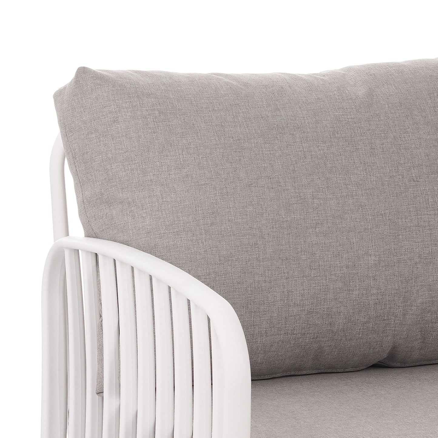 5 Piece Outdoor Conversation Set White Gray Fabric