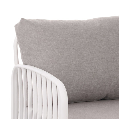5 Piece Outdoor Conversation Set White Gray Fabric