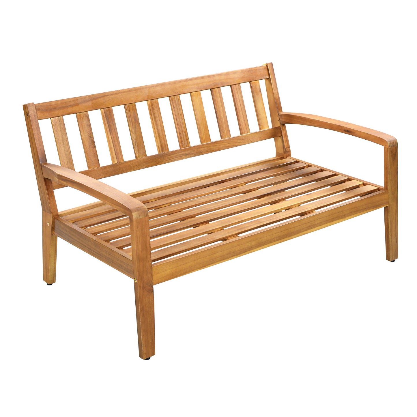 Outdoor Conversation Set Acacia Wood Teak Beige Cushion 2 Piece