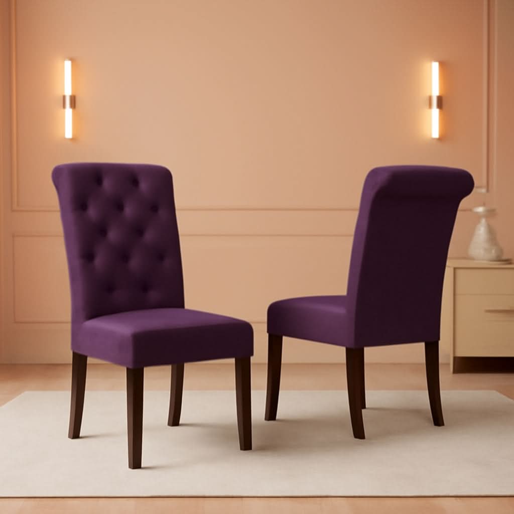 Purple Tufted Dining Chairs Set Of 2 For Dining Room