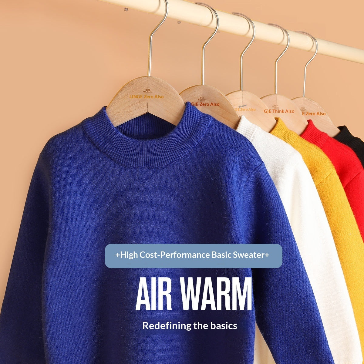 Childrens Fleece-lined White Sweater Mid-length For Fall And Winter