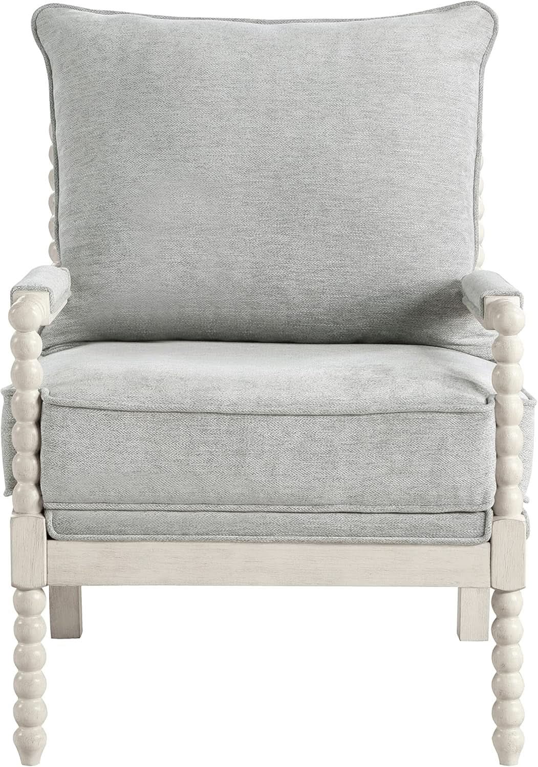 Spindle Accent Chair Smoke Grey Textured Upholstery