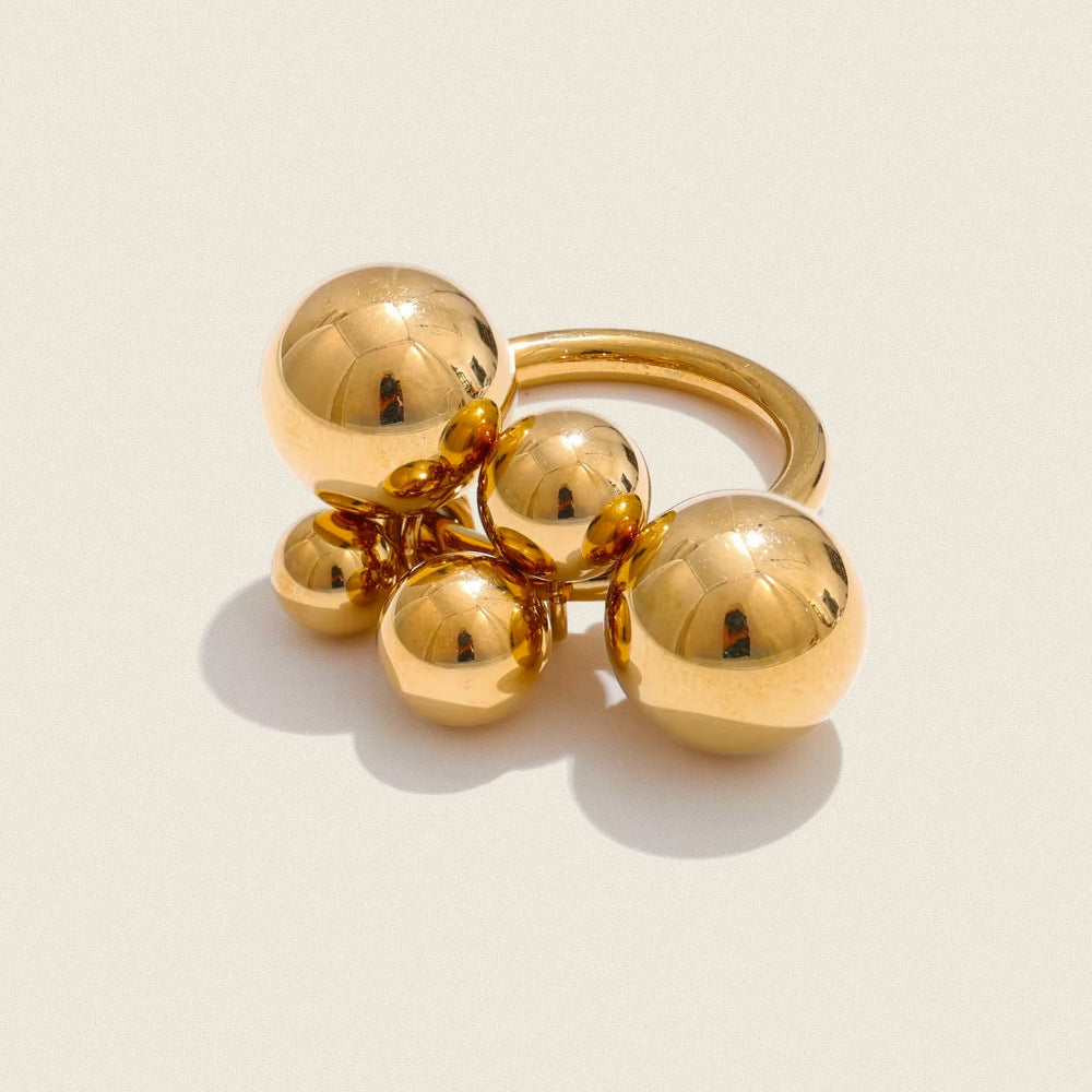 Xia Lings Chic Trendy Steel-bead Stacking Ring