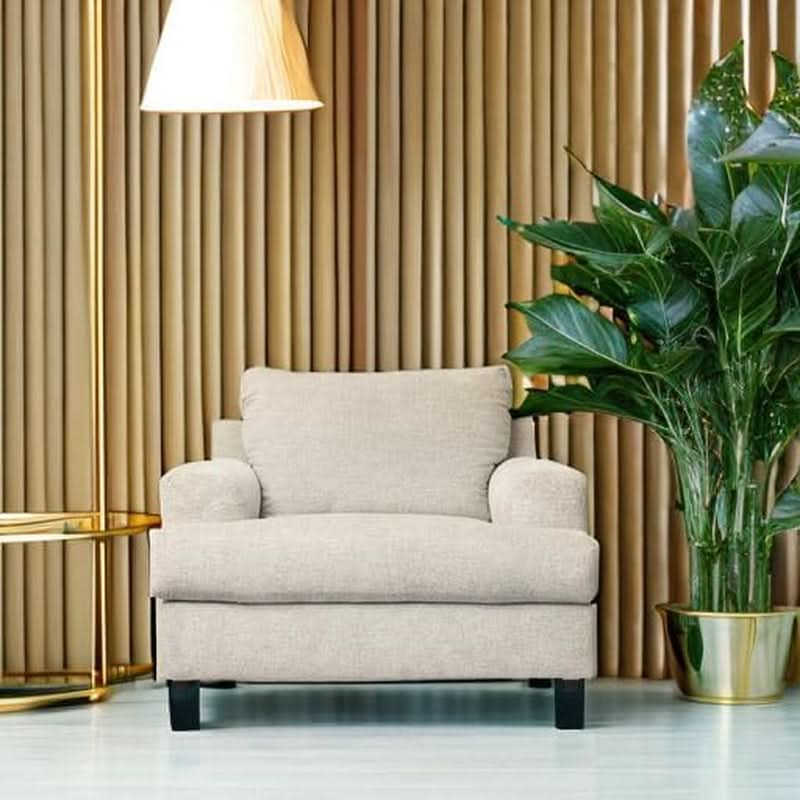 Soletren Contemporary Off White Chenille Upholstered Chair