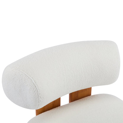 Boucle Lounge Chair Natural Beige Rolled Backrest 27.25"x30"x27.5