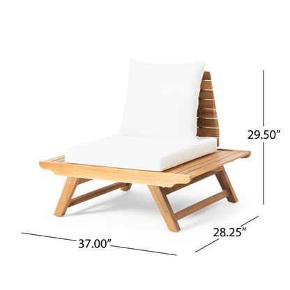Outdoor Club Chair Acacia Wood Teak Slatted Design Wide Seat 37x28.25x29.5 In