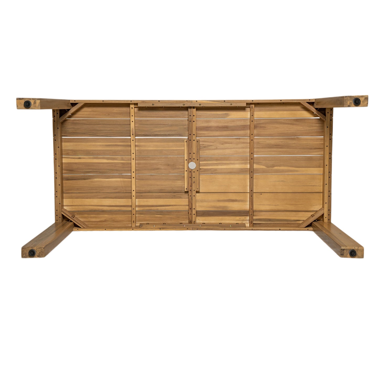 Outdoor Dining Set Acacia Wood Light Teak 7 Piece Rectangle Seats 6