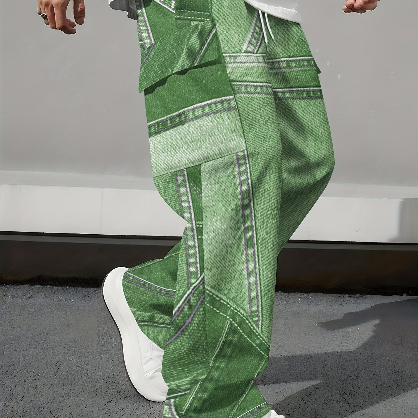 Mens Loose Fit Work Pants With A Drawstring