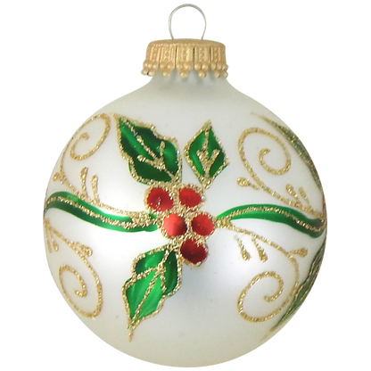Holly And Berries 4 Pack - Silver - Balls
