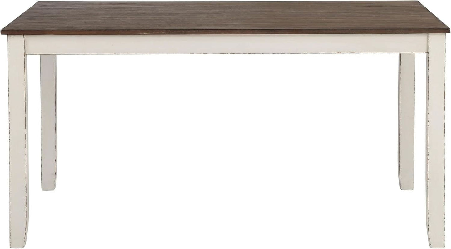 Seven Piece Rectangular Dining Table Set Two Tone Finish
