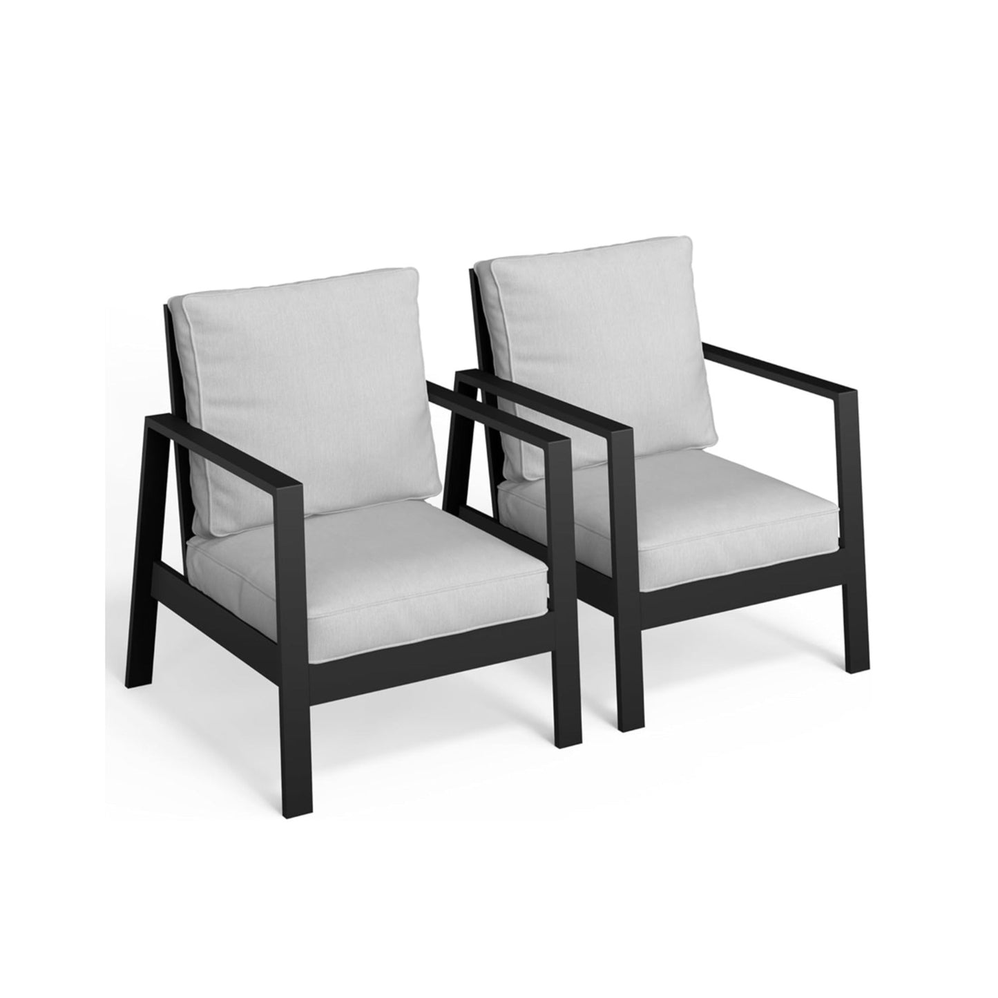 Outdoor Patio Set Aluminum Black Light Gray 4 Piece Seats 5
