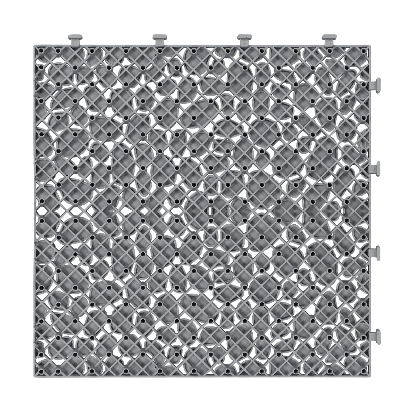 Pebble Stone Pattern 12x12 in. Gray Interlocking Deck Tiles Waterproof Plastic