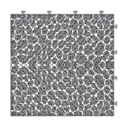Pebble Stone Pattern 12x12 in. Gray Interlocking Deck Tiles Waterproof Plastic
