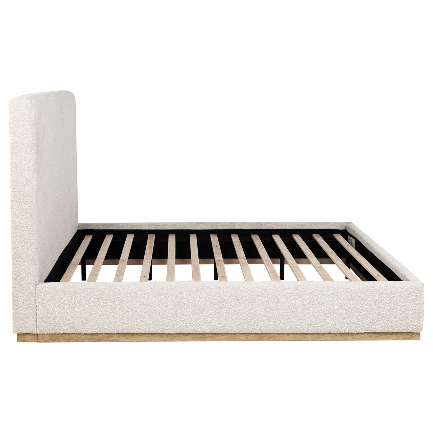 Knox Eastern King Bouclé Upholstered Platform Bed Cream