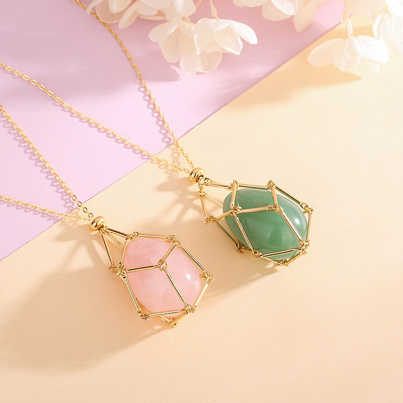 Spring New Natural Energy Crystal Pendant Ins Niche Design Valentine’s Day Bag Bag Peace Necklace