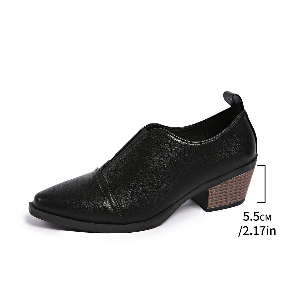 New Spring And Autumn Pointed-toe Chunky-heel Casual Low-top Shoes