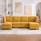 Sectional Sofa U-Shape 6 Seat Mustard Yellow Storage Ottoman
