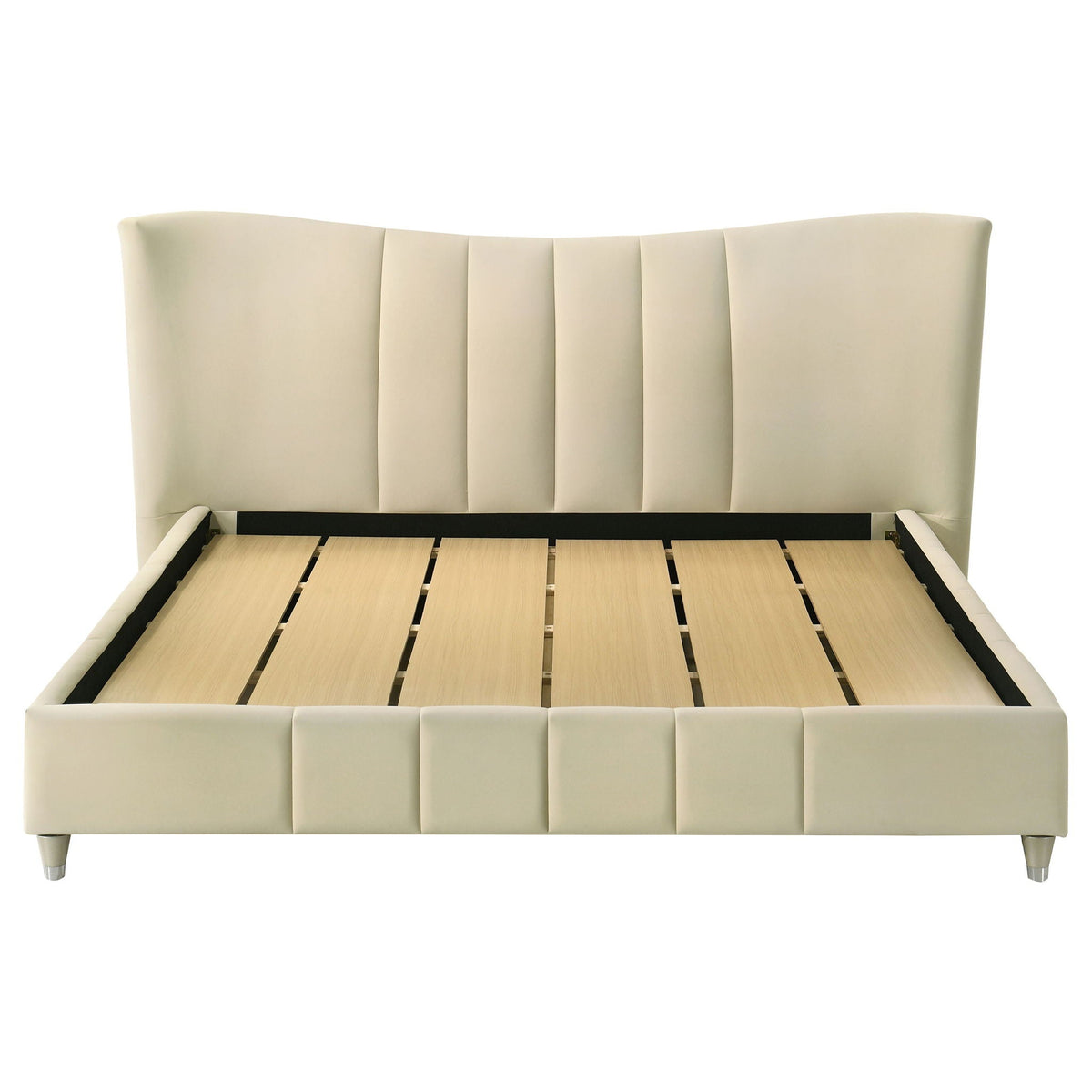 Evelyn Upholstered Eastern King Panel Platform Bed Ivory