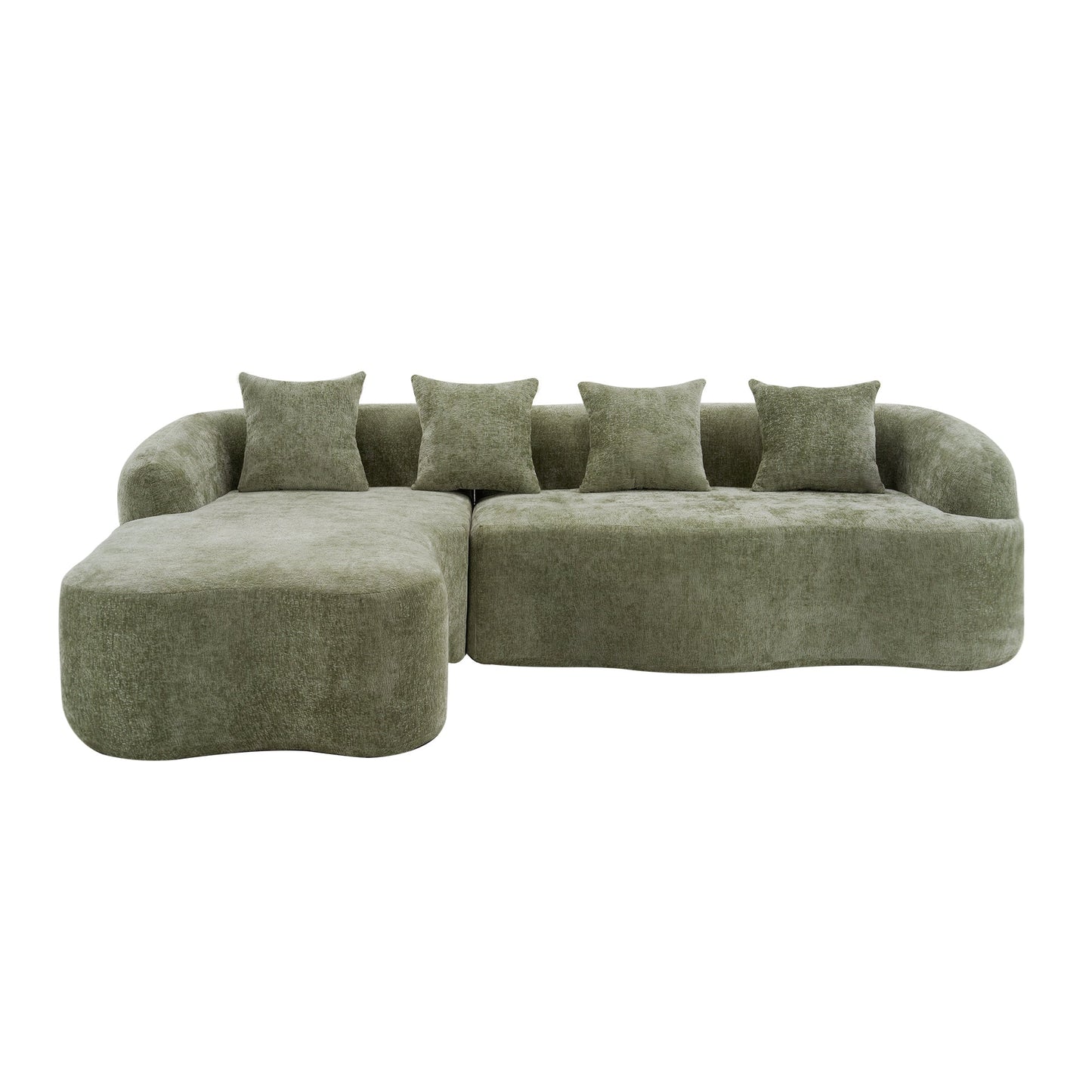 Sectional Sofa L-Shape Chenille Green 4 Seat 104