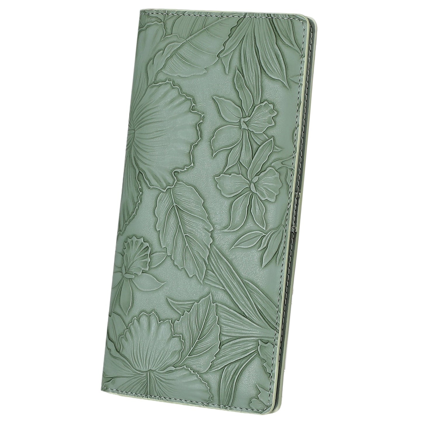 Floral Carved Womens Long Wallet With Embossed Pattern