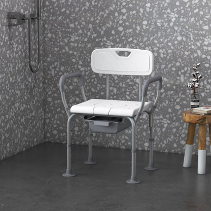 Shower Chair 3-in-1 Aluminum Commode Raised Toilet Seat Adjustable 299 LB