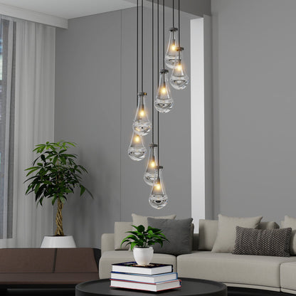 Chandelier 7-Light Pendant Adjustable Black Living Room Foyer Stairwell