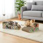 2 in 1 Cat Scratcher Lounge Cardboard Pad with Detachable Toys