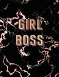 Girl Boss: Inspirational Quote Notebook, Trendy Black Marble and Rose Gold - 8.5 x 11, 120 College Ruled Pages - Paperback
